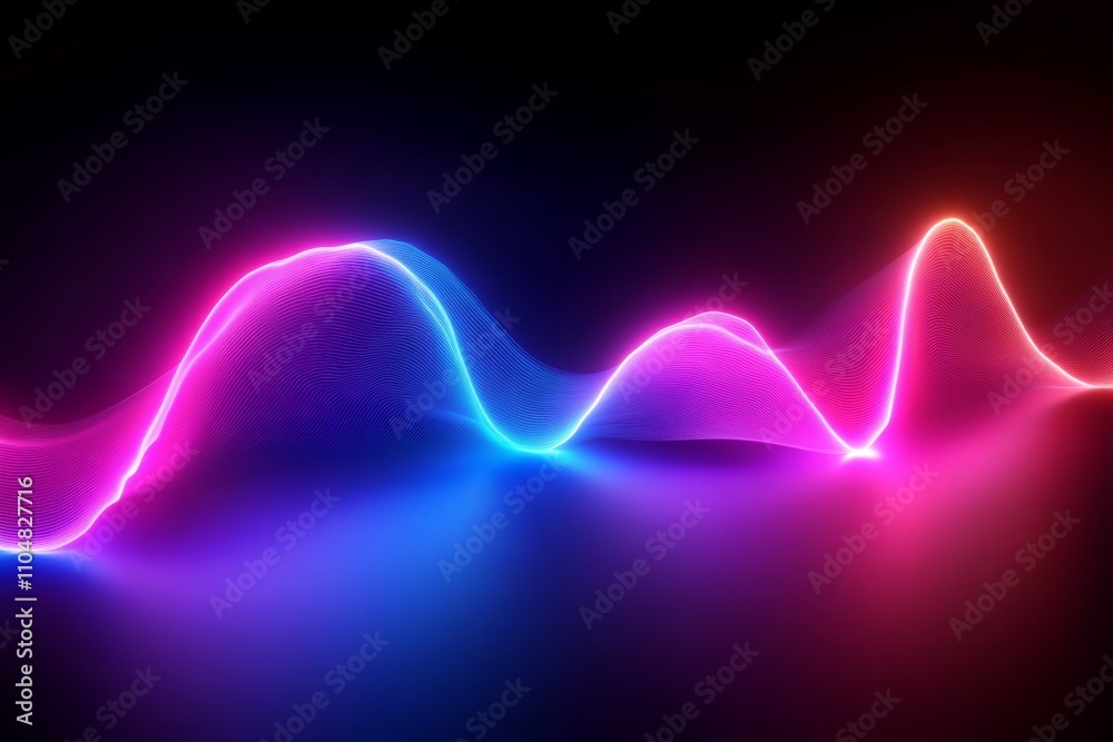 Aufkleber Neon Wave Pattern Abstract Background in Pink and Blue with Glowing Lines
