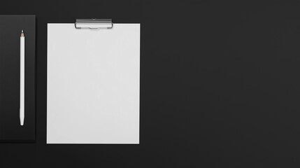  Blank Paper on Clipboard with Pencil and Notebook