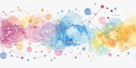 Abstract pastel-colored background with vibrant connections, perfect for advertising posters. Vector graphics with simple and bright watercolor painting effect