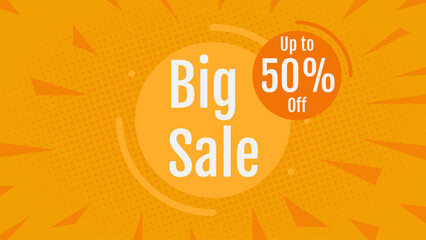 Big sale banner background with yellow color, discount online shopping. Vector illustration. Suitable for banners, promotions, sales, etc.