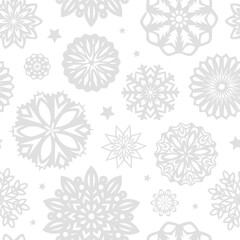Seamless pattern of snowflakes. Winter patterns. Home decoration for Christmas and New Year holidays. Vector illustration isolated on transparent background.
