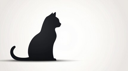 A sleek black cat silhouette sits gracefully against a light background, showcasing its elegant form and poised demeanor.