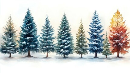 Frozen Beauty: A Collection of Christmas Trees Draped in Snow