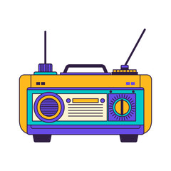 Cute Colorful Vintage Style Radio Sound Audio Music Vector Illustration