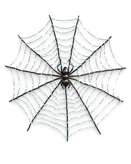 Fototapeta premium A decorative spider web with a spider in the center, often used for Halloween themes.