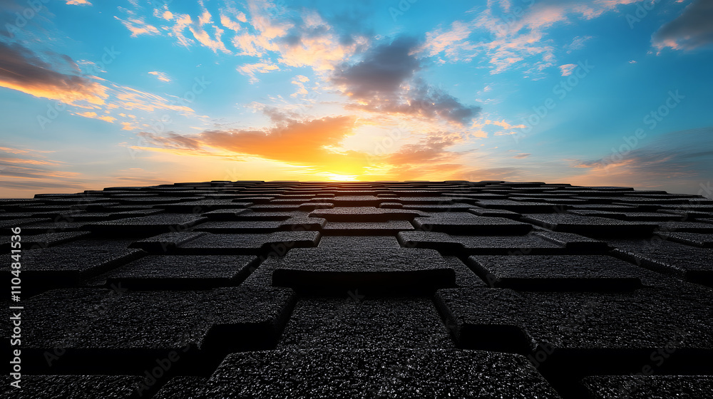 Poster a stunning sunset casts a warm glow over a textured surface, creating a beautiful contrast against t