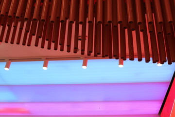Bright lighting of buildings and structures close-up. Abstract drawings and backgrounds.