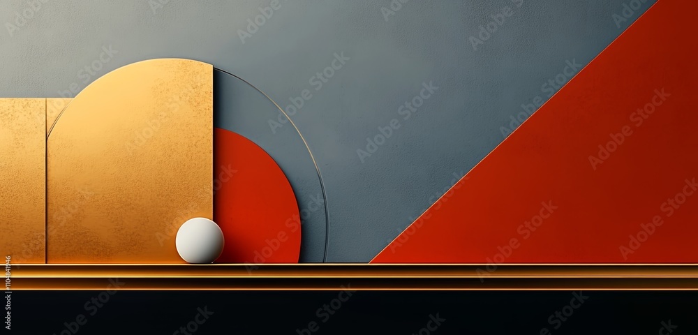 Poster modern abstract geometric digital art composition with spheres and copy space