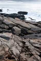 waves crashing on coastal rocks of maine ocean sea rocky coast
