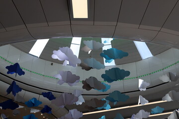 Bright lighting of buildings and structures close-up. Abstract drawings and backgrounds.