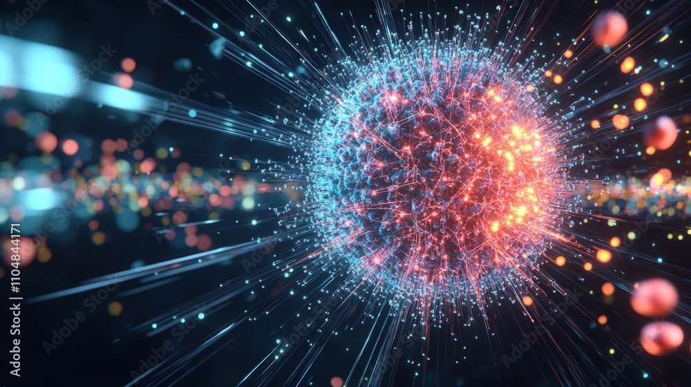 Poster Abstract viewpoint on dynamic energy particle interactions in digital art environment