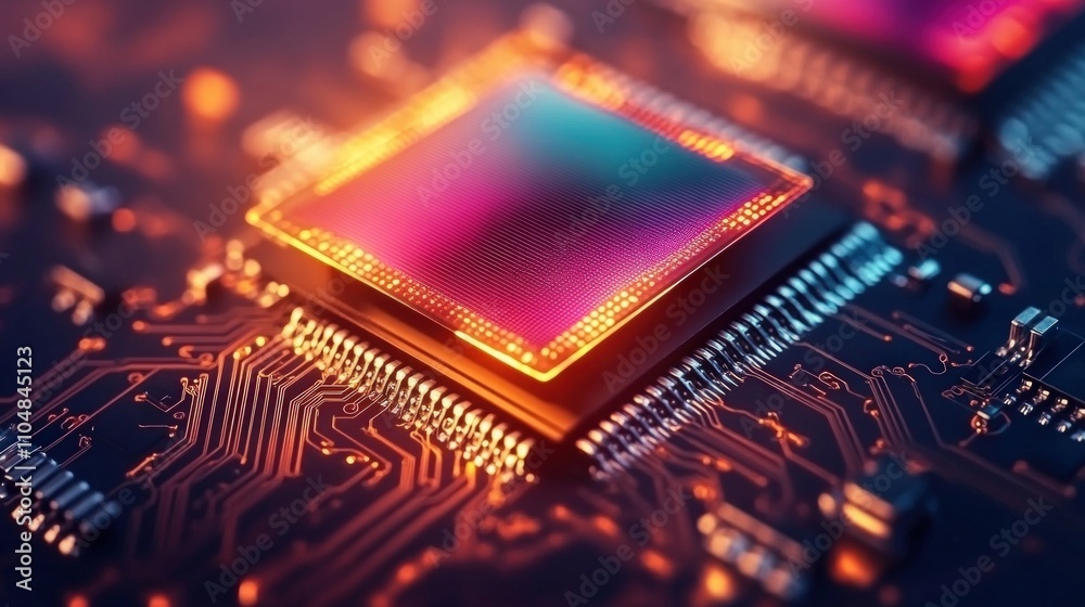 Poster Cutting-edge microchip technology a nexus for digital art and science innovation