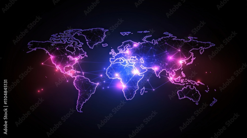 Poster Global connectivity visualization innovative digital mapping and creative design concepts