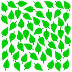 Green leaf pattern hand drawn and placed randomly