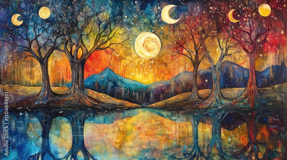 Canvas Prints celestial reflection: a dreamlike nightscape
