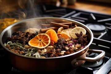 Hot Water and Smoke Stovetop Potpourri with Lemons, Herbs, and Vetiver Grass Roots