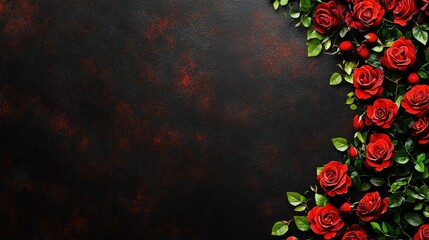 Beautiful red roses on a dark background, perfect for romantic themes.
