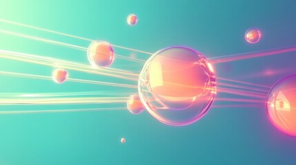 Abstract image of colorful bubbles with light streaks against a gradient background.