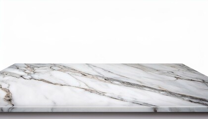 White marble table top isolated white background 