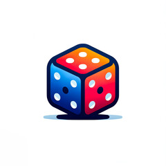 Isolated vector illustration of colorful dice on white background.