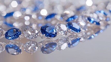 Vibrant Blue Gemstone Collection with Clear Accents - High-Quality Close-Up Jewelry Stock Image