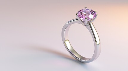 Stunning High-Resolution Jewelry Image - Oval Pink Diamond Ring on Neutral Background