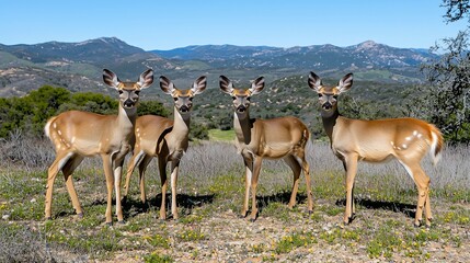 Wild deer grazing in a scenic mountain landscape nature photography daylight serenity