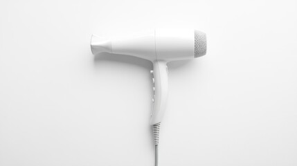 A minimalist white hairdryer on a plain background, designed for personal grooming.