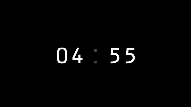Five Minute Timer. 5 Minute Animation Countdown Timer. Countdown 5 Minutes Animation. 4K Resolution
