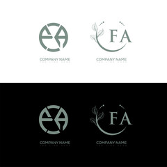 FA minimalist and classic logo set design. FA monogram circle shape vector. FA unique design.