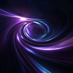 Fototapeta premium An abstract swirling pattern of purple and blue light on a dark background, creating a dynamic and captivating visual effect for graphic design.