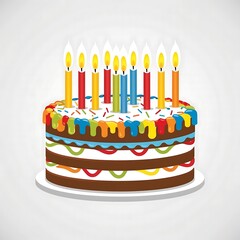 Festive Birthday Cake with Colorful Candles