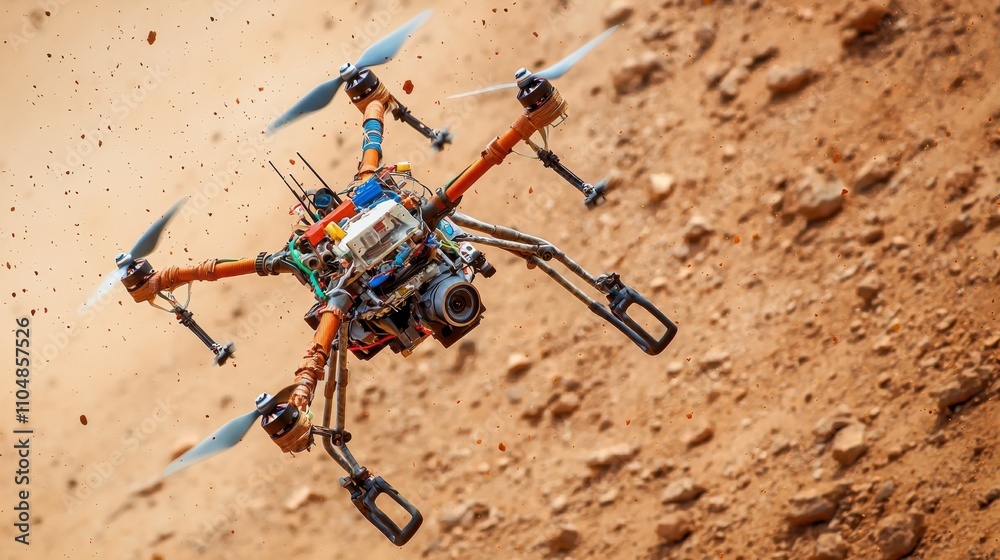 Poster aerial avoidance of air defenses by homemade drone open terrain digital imagery heightened perspecti