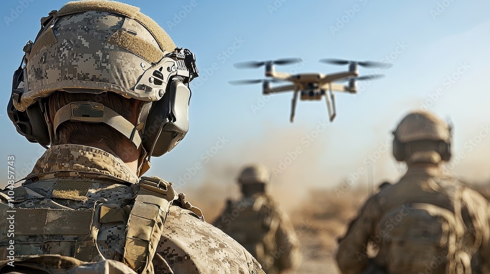 Aufkleber Enhancing battlefield coordination soldiers and drone integration standards in military operations tactical environments and strategic command