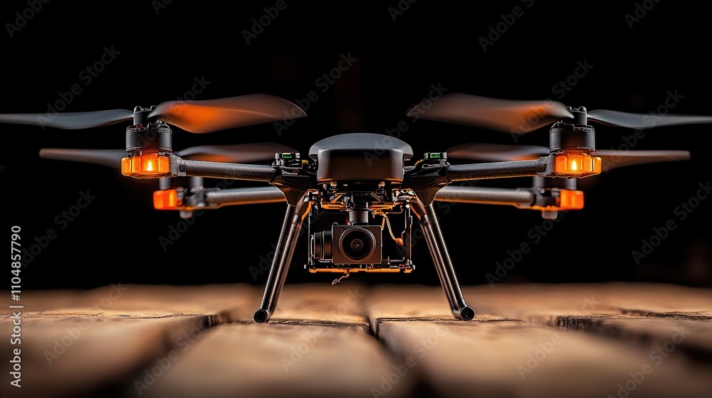 Aufkleber closeup of a homemade drone rigged with small explosive devices indoor workshop technology showcase 