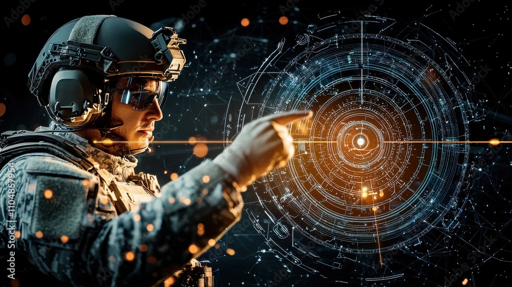 Poster precision operations closeup of military technology on a drone controller tactical environment high-