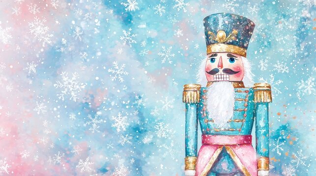 Watercolor Nutcracker Soldier Winter Wonderland Christmas Decor