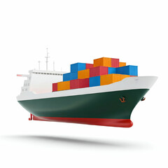 3D Container Ship Icon, Stacked Colorful Plastic Containers Illustration, Cargo Transport Symbol, Shipping and Logistics Graphic