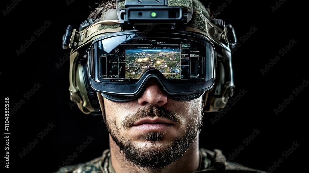 Leinwandbilder Advanced high-tech drone targeting system overlays military battlefront operations conflict zone technology analysis and insights