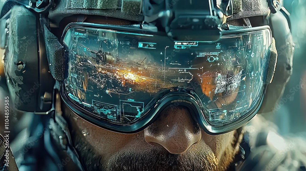 Poster High-tech drone targeting system enhancing battlefield operations military engagements technology overview combat zone tactical perspective advanced warfare concept