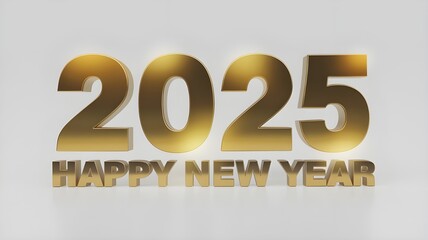 2025 Happy New Year 3d number gold isolated on white background
