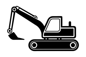 Naklejka premium Line Drawing of Excavator - Vector Illustration | Detailed Line Art Design