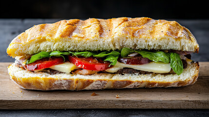Detailed View of a Freshly Prepared Italian Panini