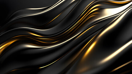 Flowing black and gold waves create a stunning abstract pattern showcasing elegance and modern design