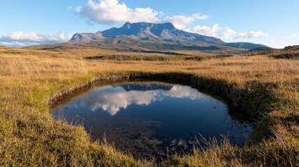 Fototapeta premium Serene Mountain Lake Reflection Autumnal Landscape Photography