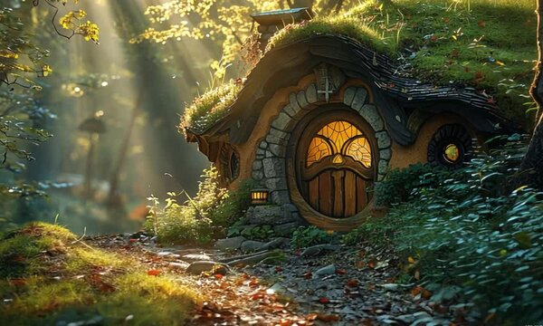 A house from a small habitat like dwarves from fantasy stories footage.