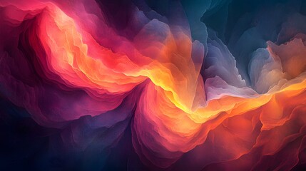 Fototapeta premium Abstract swirling vibrant colors, dynamic texture, fiery hues, dark background.