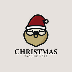 santa claus logo vector vintage illustration, christmas event on december