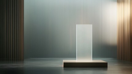 Fototapeta premium Minimalist High-End Product Display Mockup in a Modern Studio with Floating Digital Art
