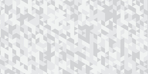 Abstract geometric white and gray background seamless low polygon triangle texture wallpaper. Triangle shape retro wall grid pattern geometric ornament tile vector square element.